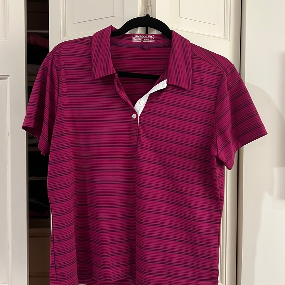 Fuchsia and purple golf shirt